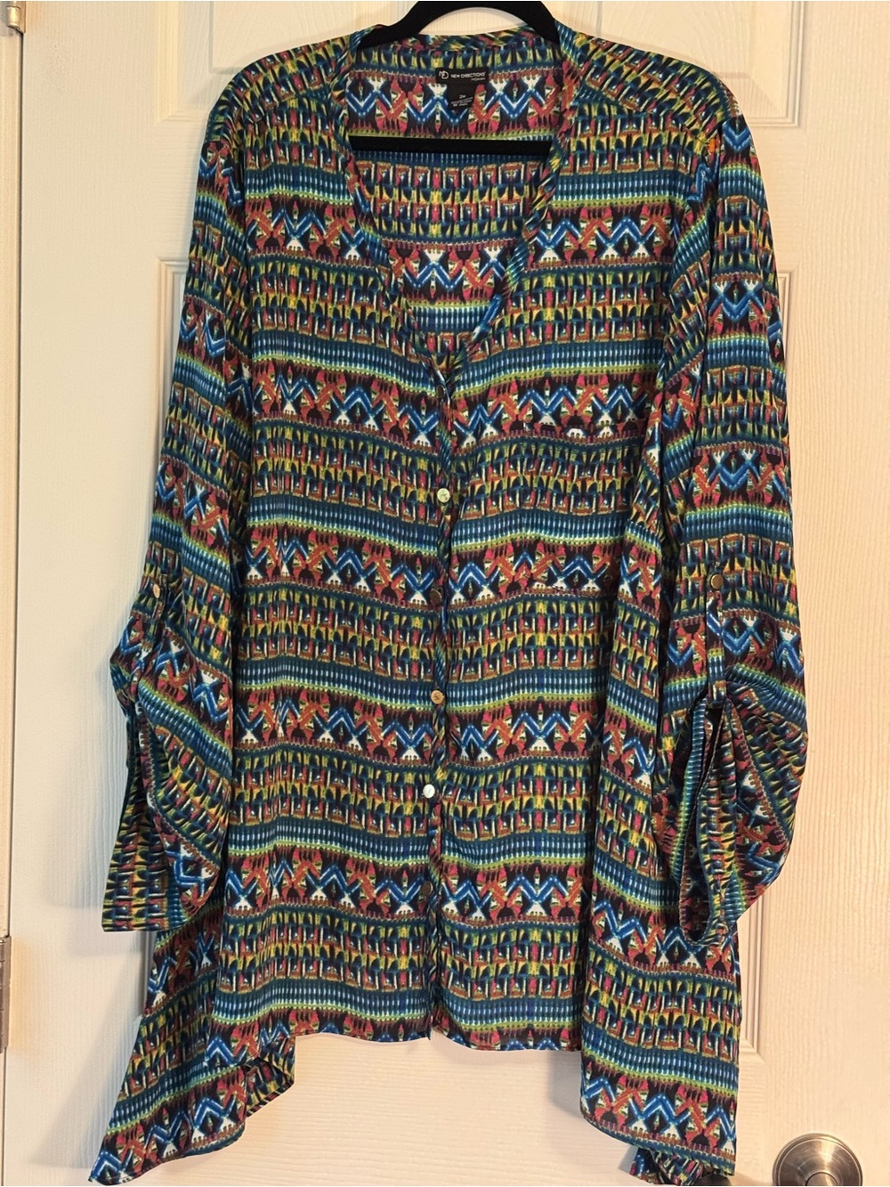 New Directions Multicolor Patterned Tunic - Blue, Green, Pink
